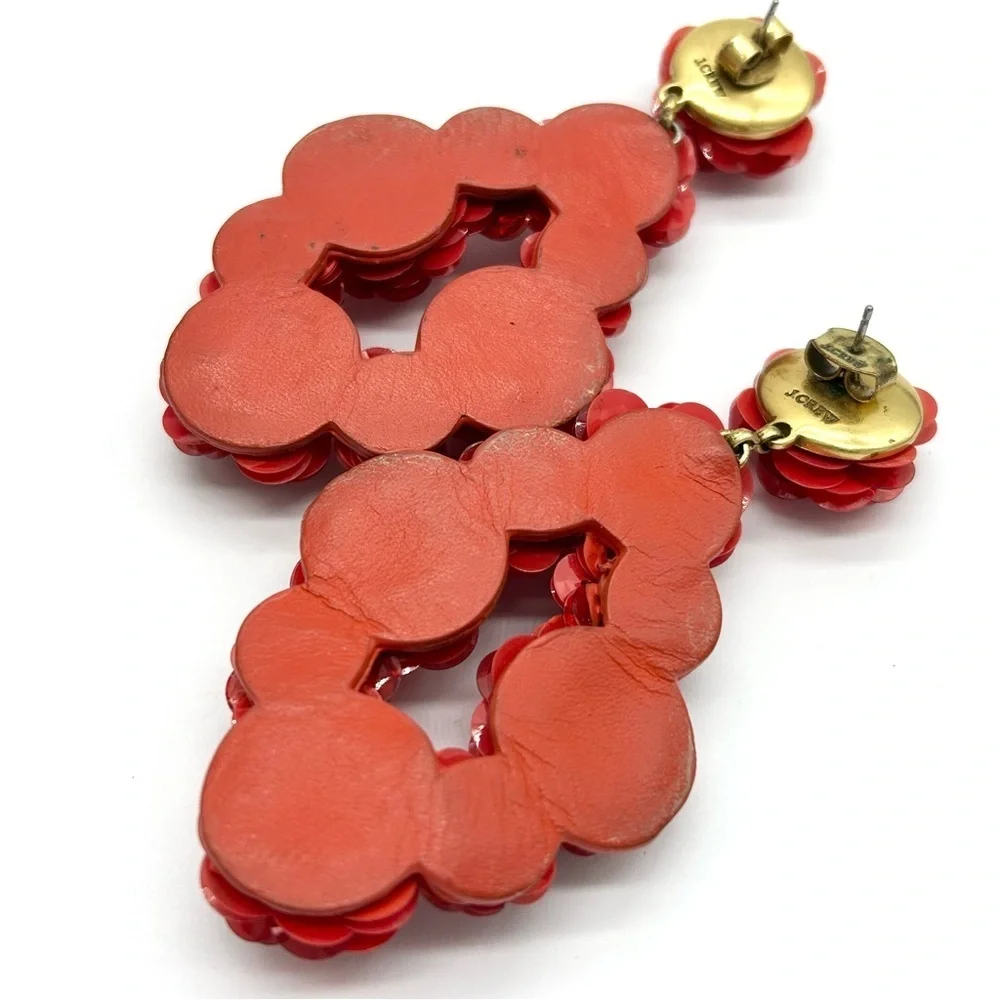 J. Crew Red Sequin and Beaded Leather Back Earrings
